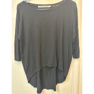 Michael Stars Womens Black Hi-Low Tunic Top 3/4 Sleeve Style 2233 OS